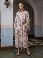 Floral Print Cutwork Linen Dress - Social Queen