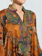 Floral Print Embroidered Satin Dress - Social Queen
