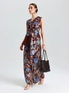 Floral Print Fringe Tie - Front Top - Social Queen