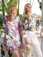Floral Print Lace Shift Mini Dress - Social Queen