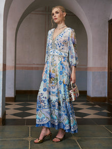 Floral Print Mulberry Silk Dress - Social Queen