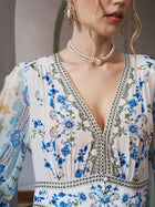 Floral Print Mulberry Silk Dress - Social Queen