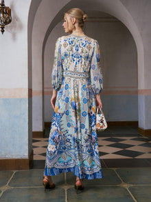 Floral Print Mulberry Silk Dress - Social Queen