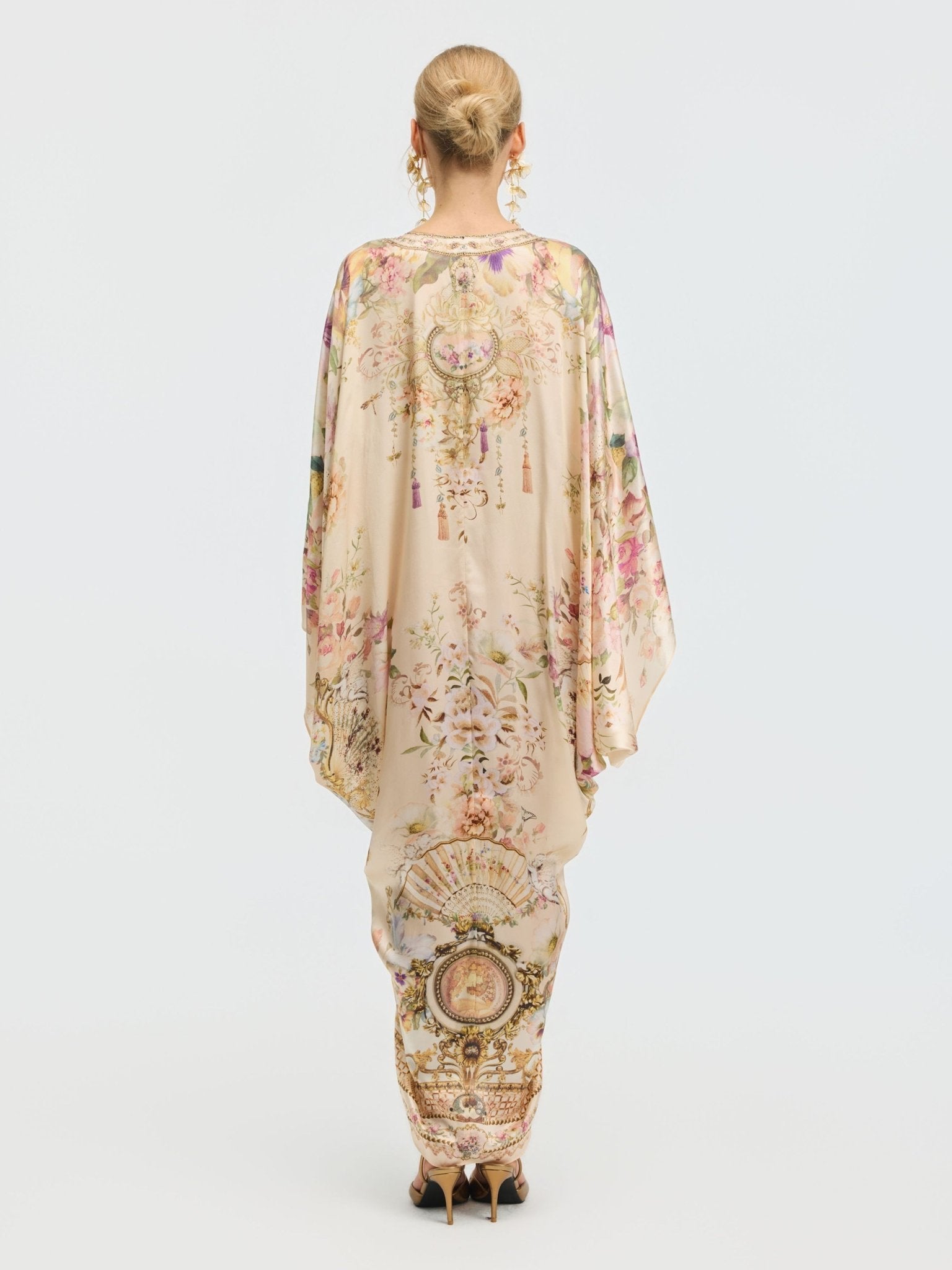 Floral Print Mulberry Silk Robe Dress - Social Queen