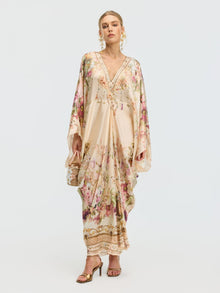 Floral Print Mulberry Silk Robe Dress - Social Queen