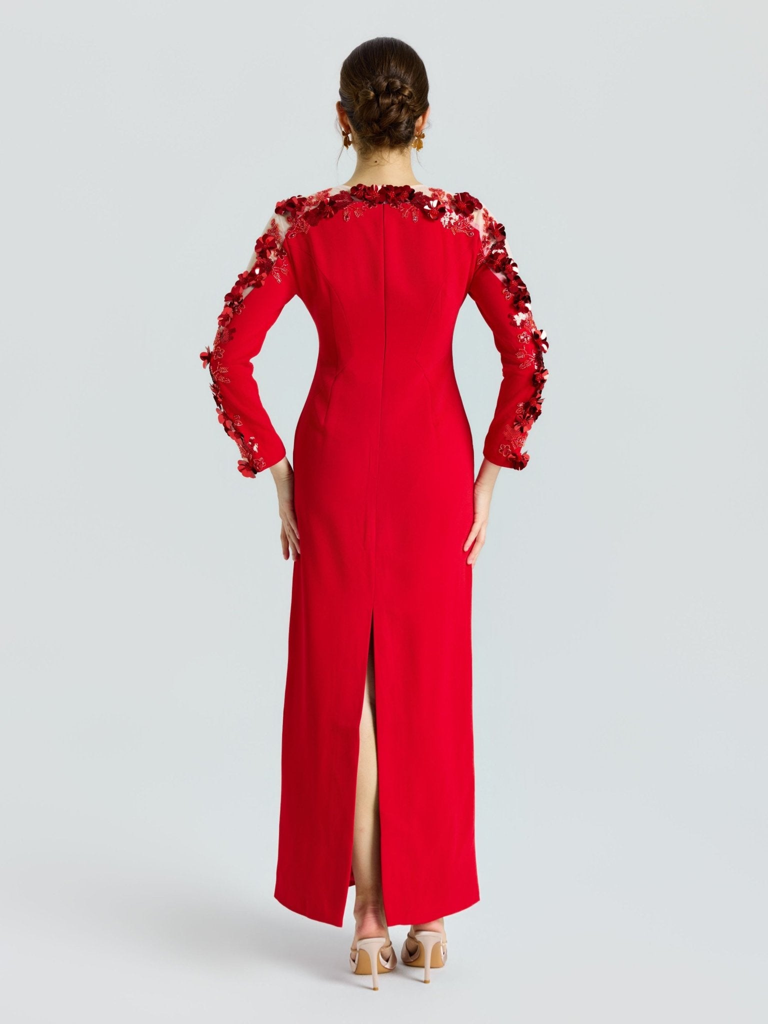 Floral Sequin Beaded Gown - Social Queen