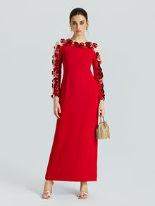 Floral Sequin Beaded Gown - Social Queen