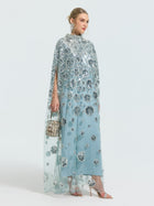 Floral Sequin Cape Dress (Includes Slip Dress) - Social Queen
