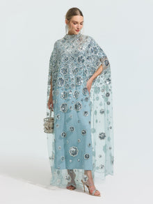 Floral Sequin Cape Dress (Includes Slip Dress) - Social Queen