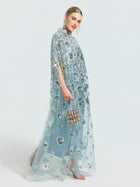 Floral Sequin Cape Dress (Includes Slip Dress) - Social Queen