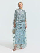Floral Sequin Cape Dress (Includes Slip Dress) - Social Queen