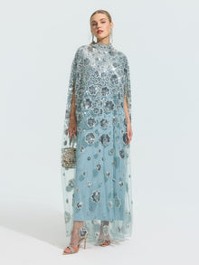 Floral Sequin Cape Dress (Includes Slip Dress) - Social Queen