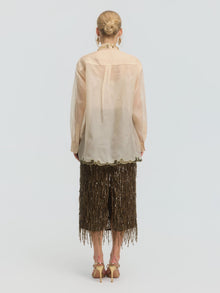 Floral Sequin Mulberry Silk Shirt - Social Queen