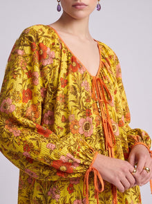 Floral Tie Front Maxi Dress - Social Queen