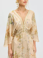 Garden Print Mulberry Silk Dress - Social Queen