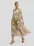 Garden Print Mulberry Silk Dress - Social Queen