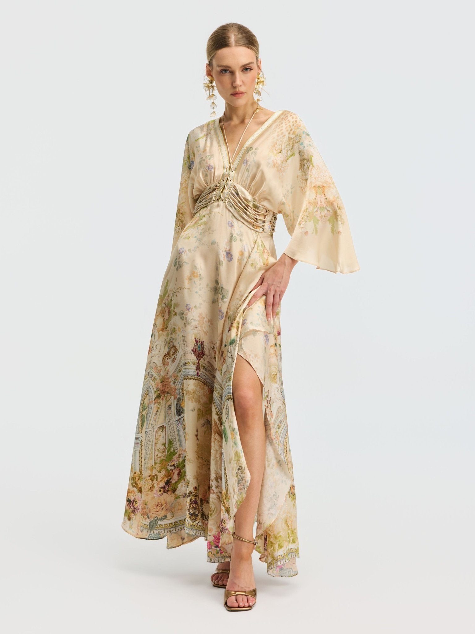 Garden Print Mulberry Silk Dress - Social Queen