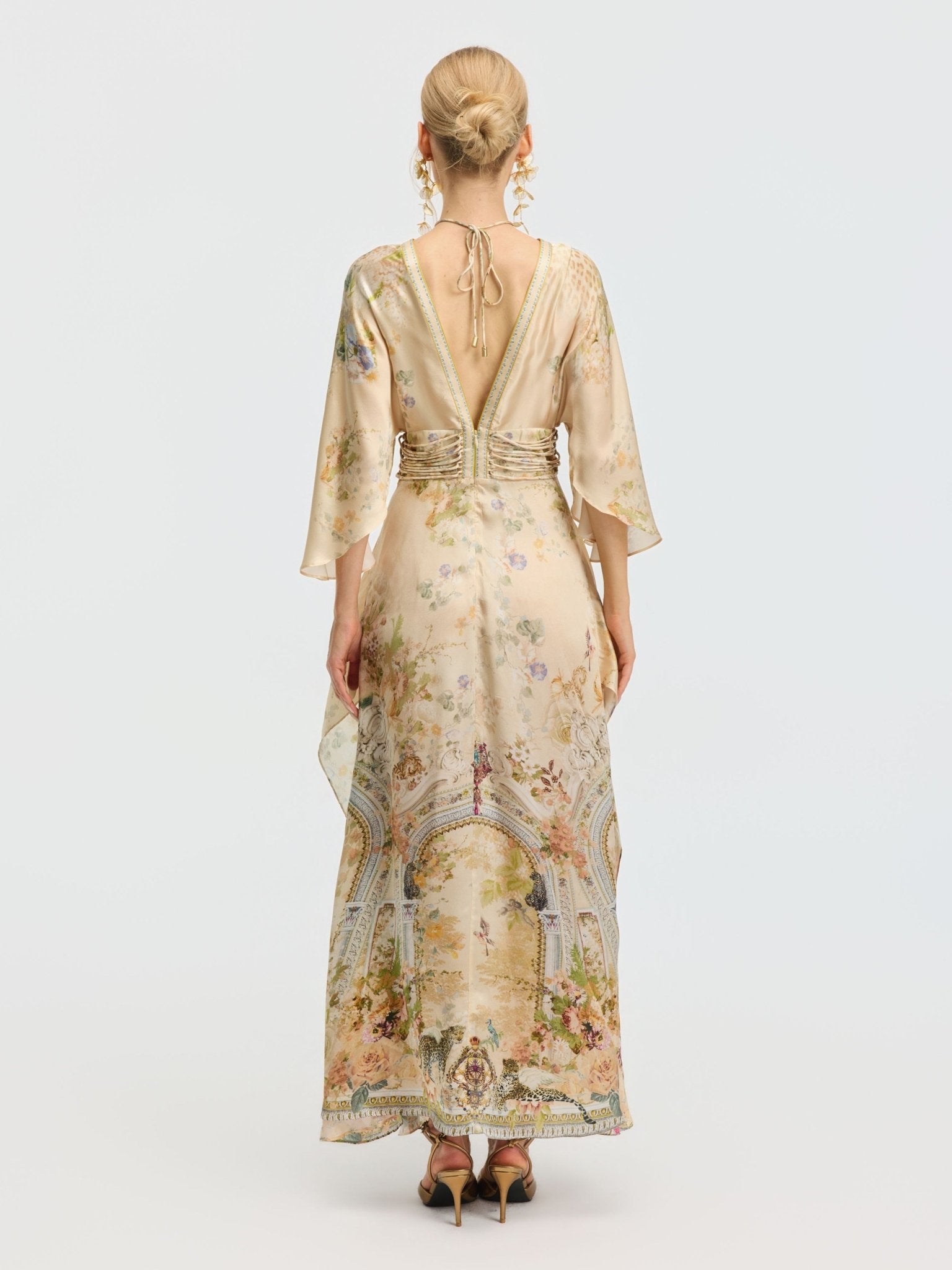 Garden Print Mulberry Silk Dress - Social Queen