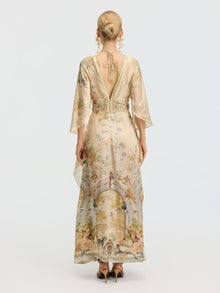 Garden Print Mulberry Silk Dress - Social Queen