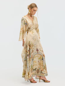 Garden Print Mulberry Silk Dress - Social Queen