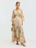 Garden Print Mulberry Silk Dress - Social Queen