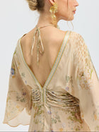 Garden Print Mulberry Silk Dress - Social Queen