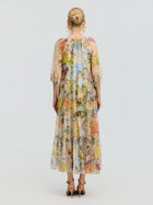 Garden Print Mulberry Silk Dress - Social Queen