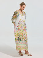 Garden Print Silk Dress (Slip Dress Included) - Social Queen