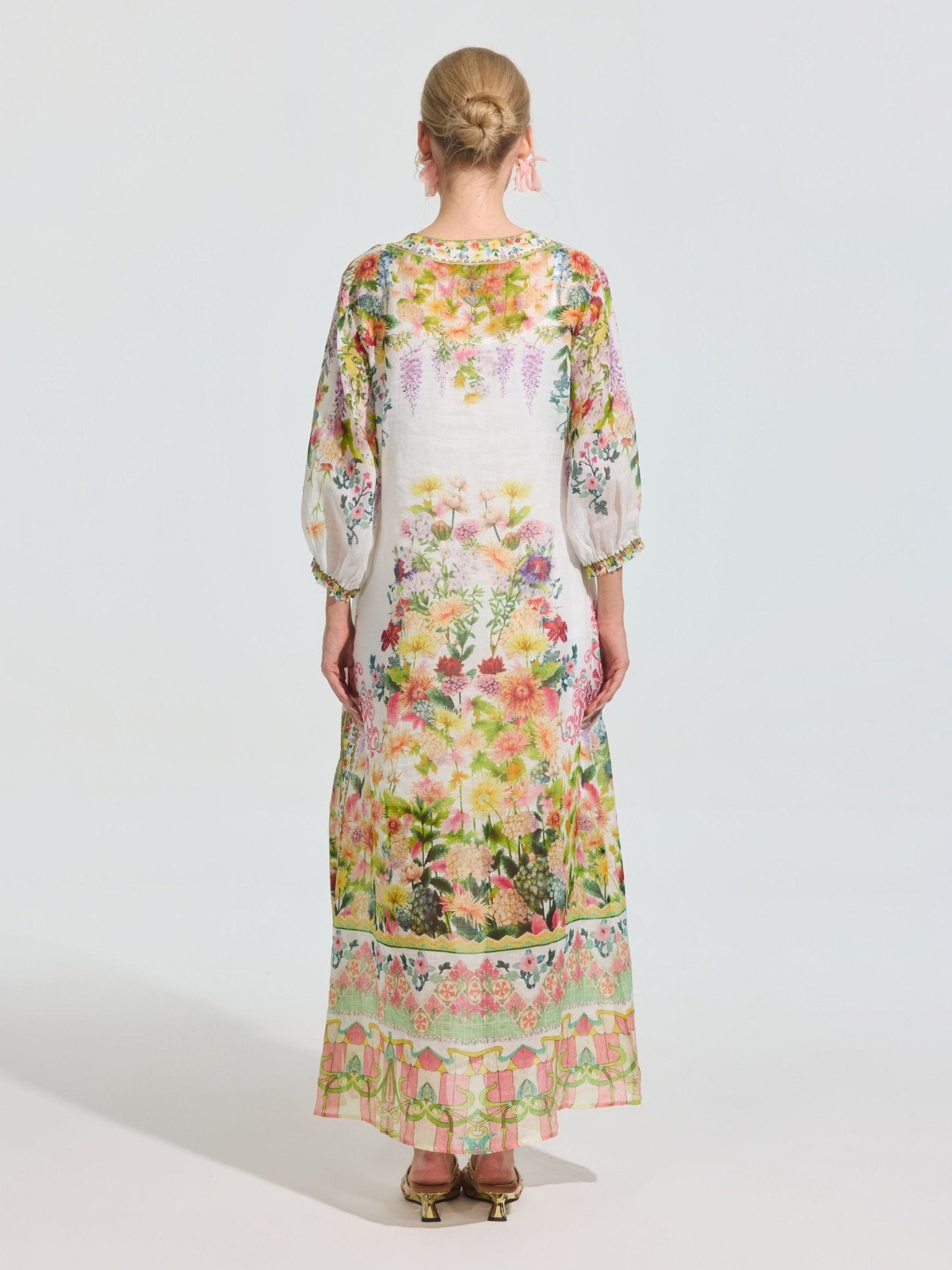 Garden Print Silk Dress (Slip Dress Included) - Social Queen