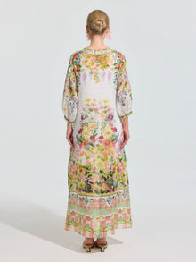 Garden Print Silk Dress (Slip Dress Included) - Social Queen