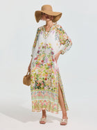 Garden Print Silk Dress (Slip Dress Included) - Social Queen