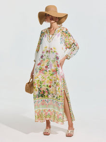 Garden Print Silk Dress (Slip Dress Included) - Social Queen