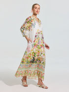 Garden Print Silk Dress (Slip Dress Included) - Social Queen
