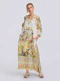 Garden Print Silk Dress (Slip Dress Included) - Social Queen