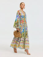 Garden Print Silk Maxi Dress - Social Queen