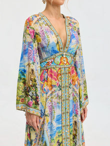 Garden Print Silk Maxi Dress - Social Queen