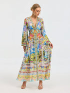 Garden Print Silk Maxi Dress - Social Queen