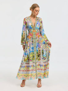 Garden Print Silk Maxi Dress - Social Queen