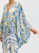 Geometric Floral Mulberry Silk Robe Dress - Social Queen
