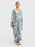 Geometric Floral Mulberry Silk Robe Dress - Social Queen