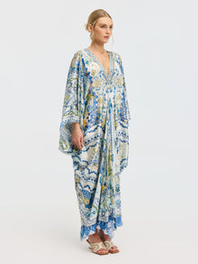 Geometric Floral Mulberry Silk Robe Dress - Social Queen