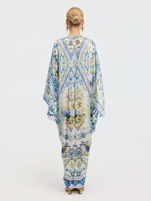 Geometric Floral Mulberry Silk Robe Dress - Social Queen