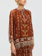 Geometric Print Mulberry Silk Blouse - Social Queen