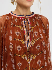 Geometric Print Mulberry Silk Blouse - Social Queen