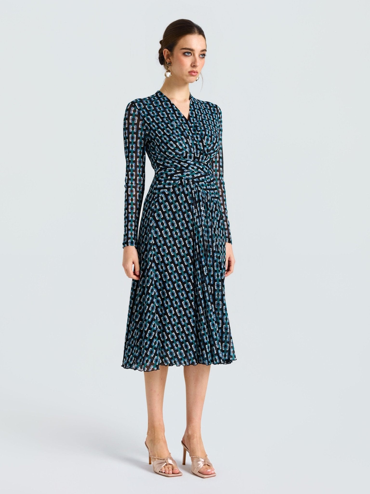 Geometric Print Stretch Dress - Social Queen