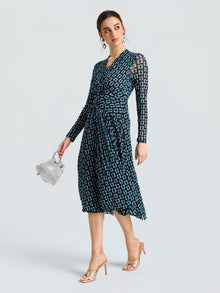 Geometric Print Stretch Dress - Social Queen