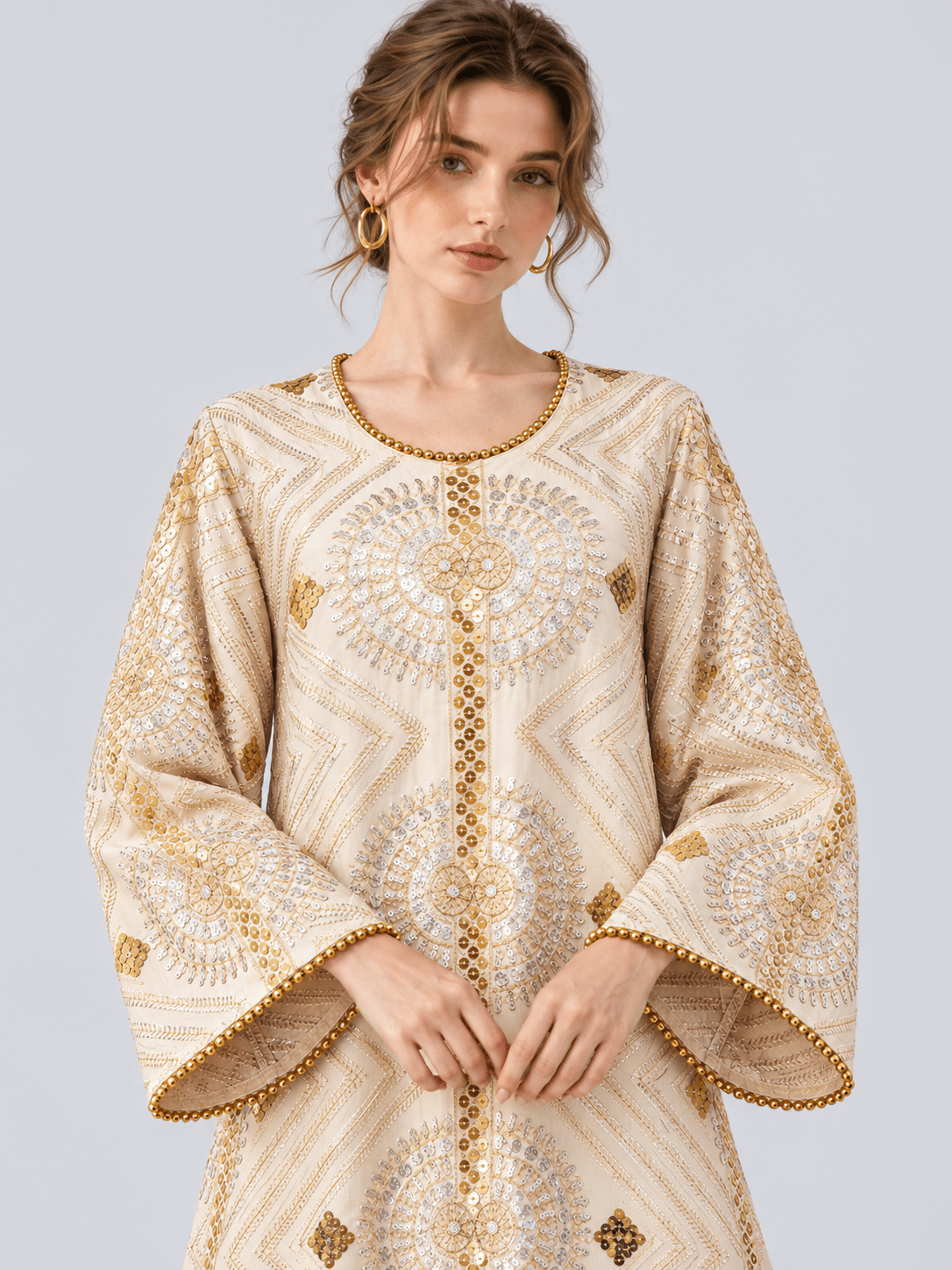 Geometric Sequin Kaftan Dress - Social Queen