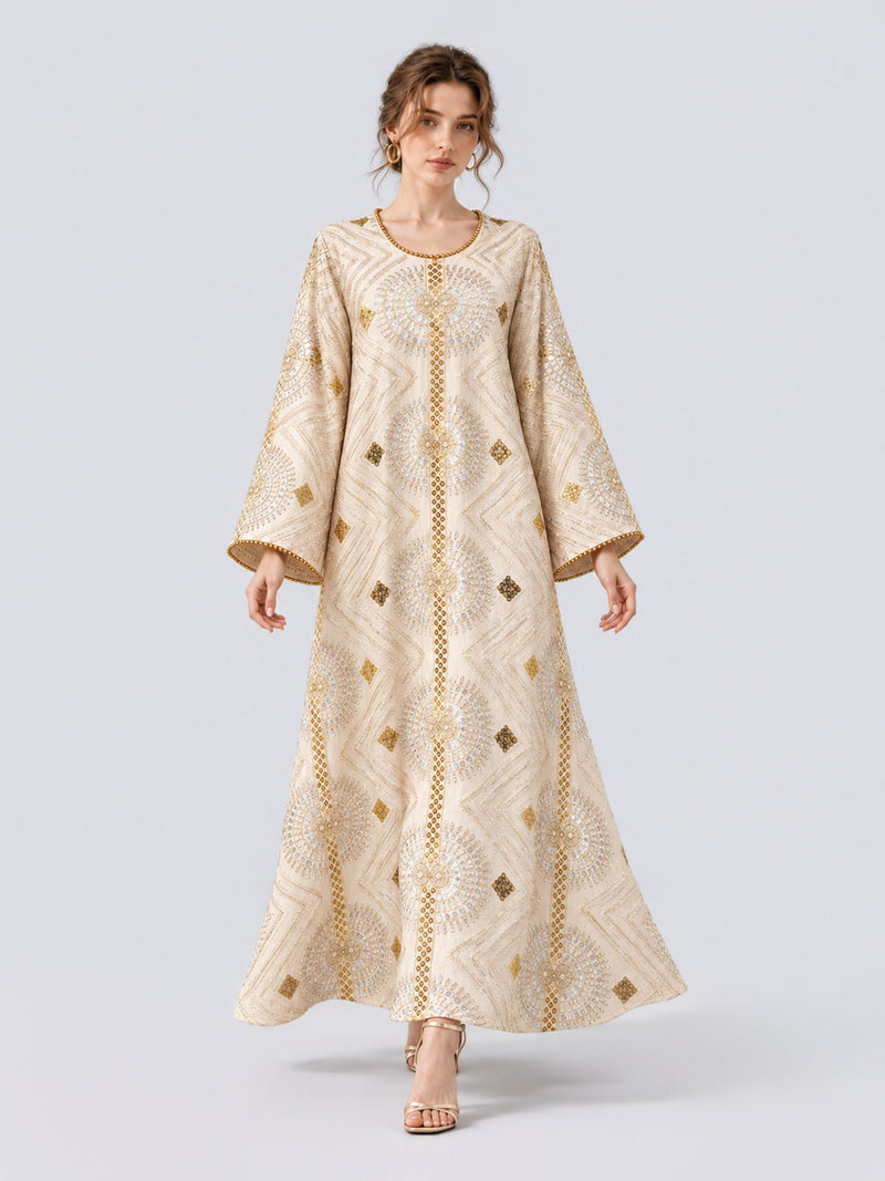 Geometric Sequin Kaftan Dress - Social Queen