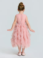 Girls Floral Sequin Tiered Tulle Midi Dress - Social Queen