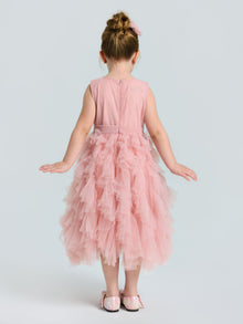 Girls Floral Sequin Tiered Tulle Midi Dress - Social Queen